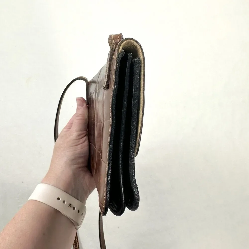 Furla Leather Crossbody Shoulder Purse Bag Mini Small Brown Black Italy VTG